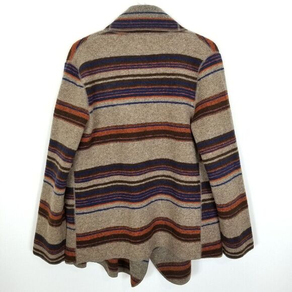 Fenn Wright Manson Studio Women  Striped Wool Jacket Size L Pockets Brown - Picture 4 of 6
